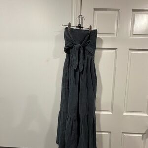 Elegant Strapless Charcoal Dress